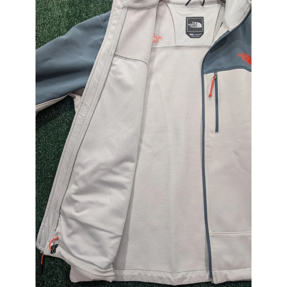 The North Face WindWall Softshell Jacket Mens XL Grey Tan Full Zip Fleece Lined